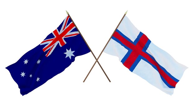 Background for designers illustrators National Independence Day Flags Australia and Faroe Islands