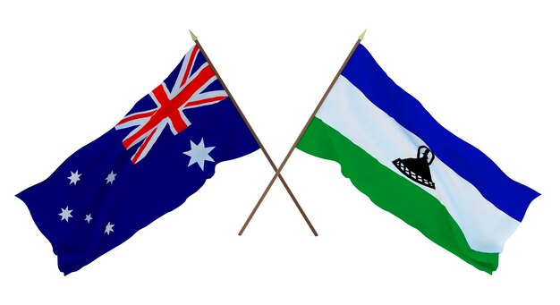 Background for designers illustrators National Independence Day Flags Australia and Lesotho