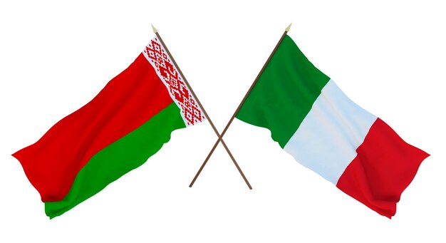 Background for designers illustrators National Independence Day Flags Belarus and Italy