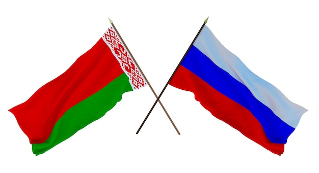 Background for designers illustrators National Independence Day Flags Belarus and Russia