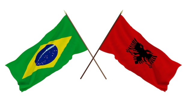 Background for designers illustrators National Independence Day Flags Brazil and Albania