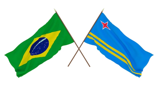 Background for designers illustrators National Independence Day Flags Brazil and Aruba