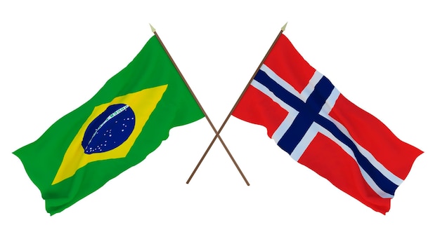 Background for designers illustrators National Independence Day Flags Brazil and Bouvet island