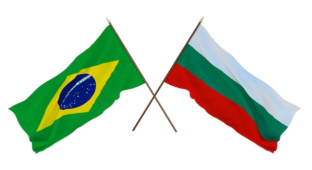 Background for designers illustrators National Independence Day Flags Brazil and Bulgaria