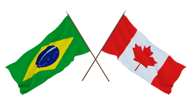 Background for designers illustrators National Independence Day Flags Brazil and Canada