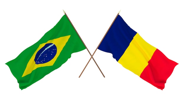 Background for designers illustrators National Independence Day Flags Brazil and Chad