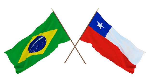 Background for designers illustrators National Independence Day Flags Brazil and Chile