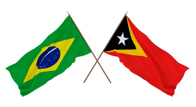 Background for designers illustrators National Independence Day Flags Brazil and East Timor