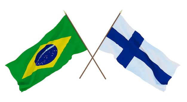 Background for designers illustrators National Independence Day Flags Brazil and Finland