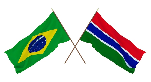 Background for designers illustrators National Independence Day Flags Brazil and Gambia