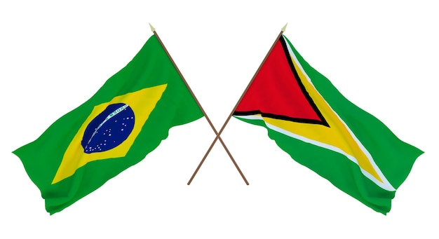 Background for designers illustrators National Independence Day Flags Brazil and Guyana