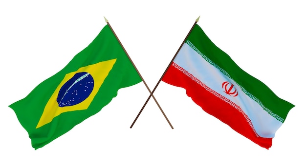 Background for designers illustrators National Independence Day Flags Brazil and Iran