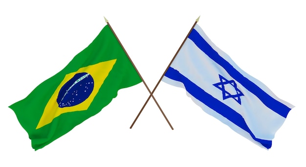 Background for designers illustrators National Independence Day Flags Brazil and Israel