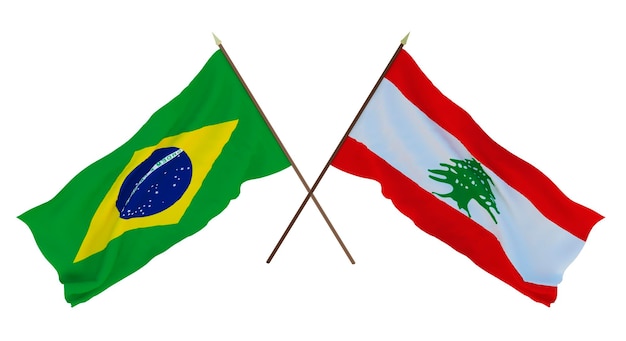 Background for designers illustrators National Independence Day Flags Brazil and Lebanon