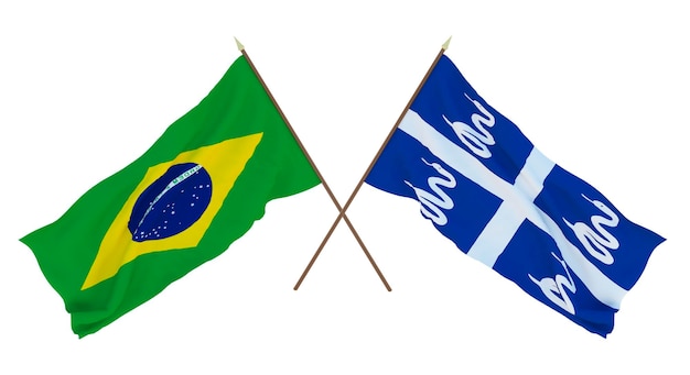 Background for designers illustrators National Independence Day Flags Brazil and Martinique