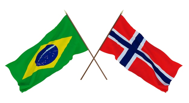 Background for designers illustrators National Independence Day Flags Brazil and Norway