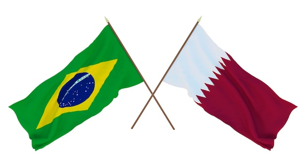 Background for designers illustrators National Independence Day Flags Brazil and Qatar