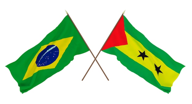 Background for designers illustrators National Independence Day Flags Brazil and Sao Tome and Principe