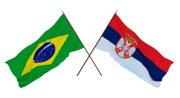 Background for designers illustrators National Independence Day Flags Brazil and Serbia