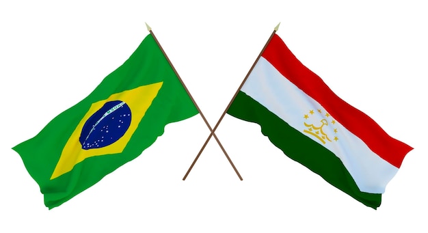 Background for designers illustrators National Independence Day Flags Brazil and Tajikistan