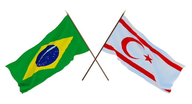 Background for designers illustrators National Independence Day Flags Brazil and Turkish Republic of Northern Cyprus