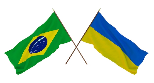 Background for designers illustrators National Independence Day Flags Brazil and Ukraine