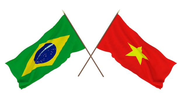 Background for designers illustrators National Independence Day Flags Brazil and Vietnam