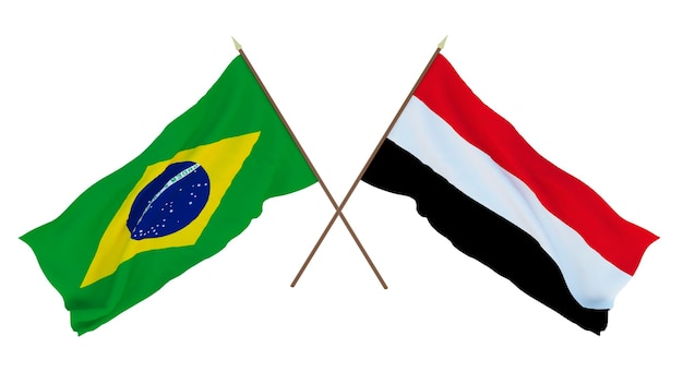 Background for designers illustrators National Independence Day Flags Brazil and Yemen