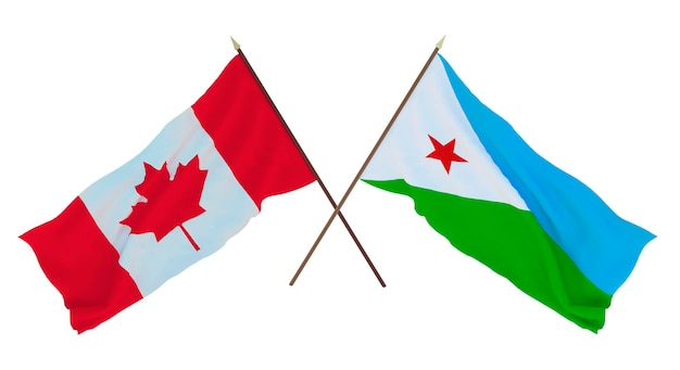 Background for designers illustrators National Independence Day Flags Canada and Djibouti