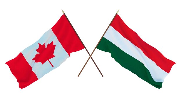 Background for designers illustrators National Independence Day Flags Canada and Hungary