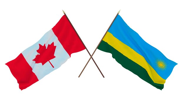 Background for designers illustrators National Independence Day Flags Canada and Rwanda