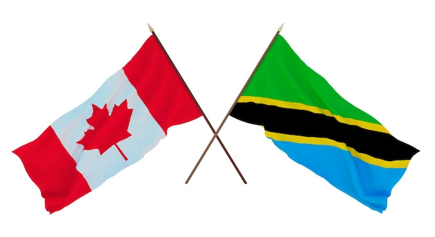 Background for designers illustrators National Independence Day Flags Canada and Tanzania