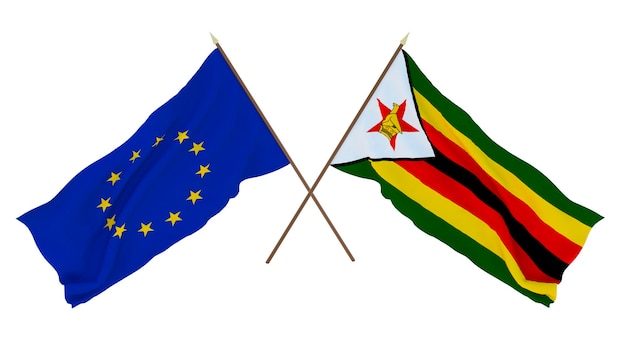 Background for designers illustrators National Independence Day Flags The European Union and Zimbabwe