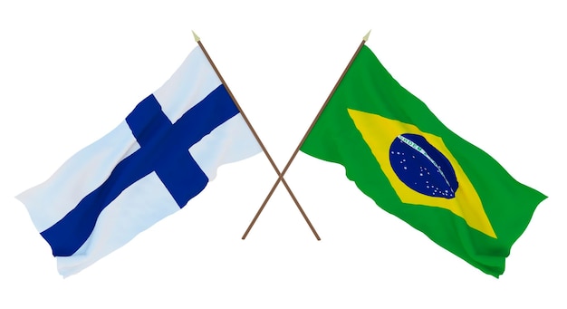 Background for designers illustrators National Independence Day Flags Finland and Brazil