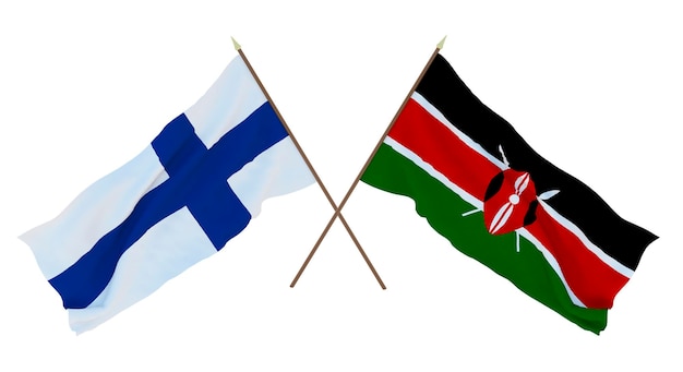 Background for designers illustrators National Independence Day Flags Finland and Kenya