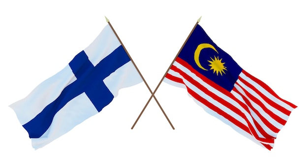 Background for designers illustrators National Independence Day Flags Finland and Malaysia