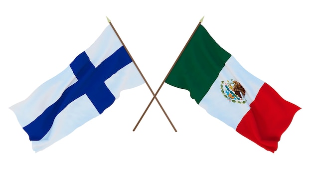 Background for designers illustrators National Independence Day Flags Finland and Mexico