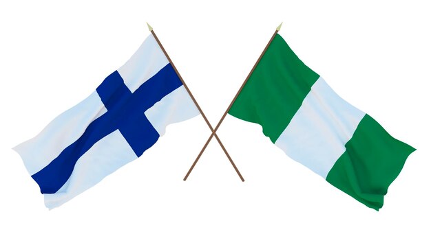 Background for designers illustrators National Independence Day Flags Finland and Nigeria