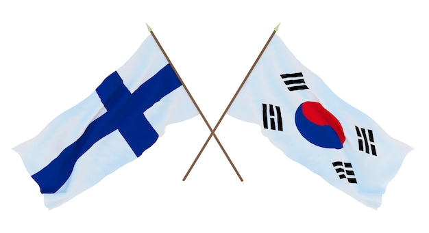 Background for designers illustrators National Independence Day Flags Finland and South Korea