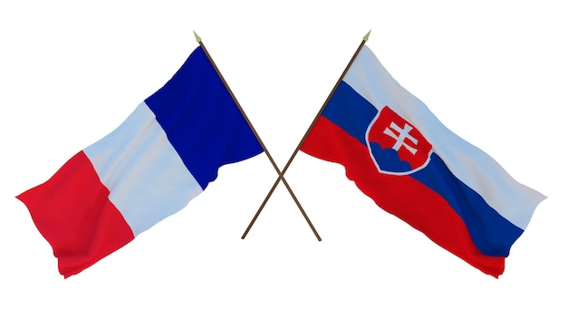 Background for designers illustrators National Independence Day Flags France and Slovakia