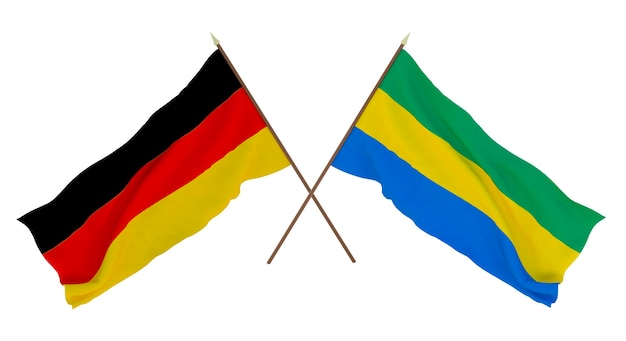 Background for designers illustrators National Independence Day Flags Germany and Gobon