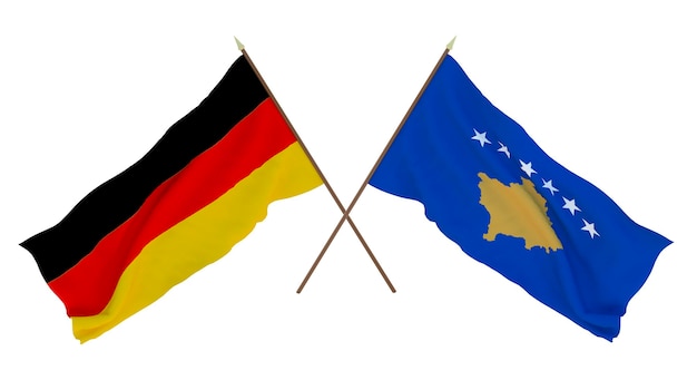 Background for designers illustrators National Independence Day Flags Germany and Kosovo