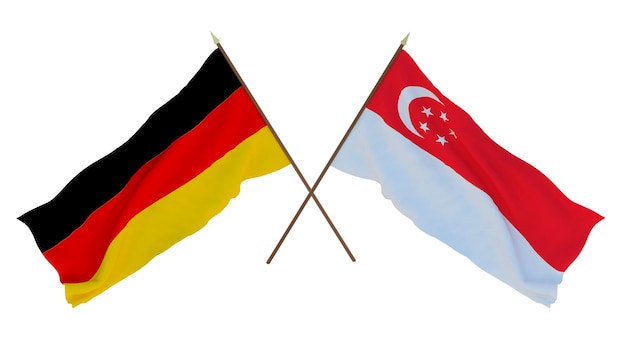 Background for designers illustrators National Independence Day Flags Germany and Singapore