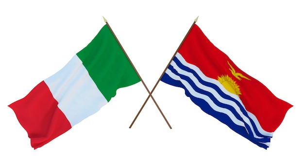 Background for designers illustrators National Independence Day Flags Italy and Kiribati