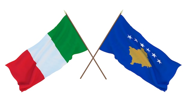 Background for designers illustrators National Independence Day Flags Italy and Kosovo