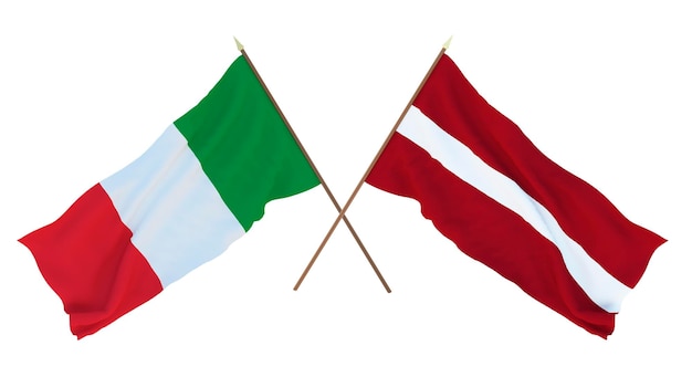 Background for designers illustrators National Independence Day Flags Italy and Latvia