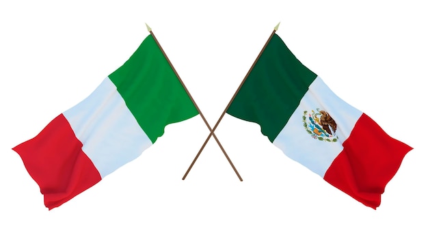 Background for designers illustrators National Independence Day Flags Italy and Mexico