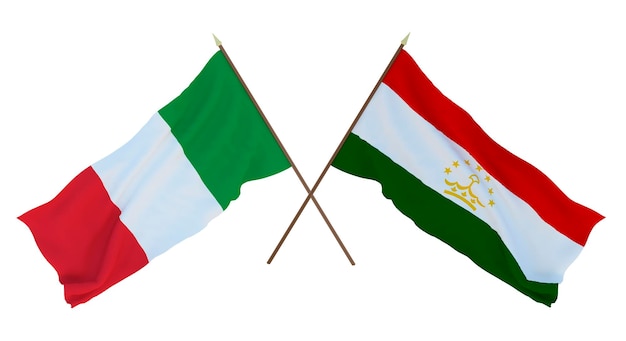 Background for designers illustrators National Independence Day Flags Italy and Tajikistan