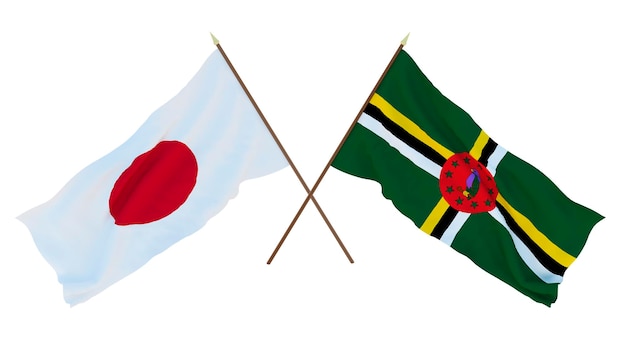 Background for designers illustrators National Independence Day Flags Japan and Dominica