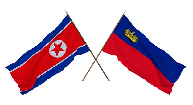 Background for designers illustrators National Independence Day Flags North Korea and Liechtenstein